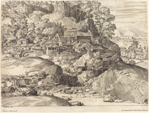 Landskap med en kvarn av Dominique Barrière after Titian