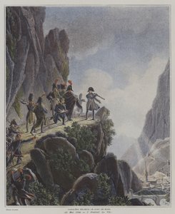 Napoleon undersöker Fort Bard, Italien, 23 maj 1800 (färg litho) av Dominique Vivant (after) Denon