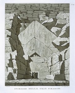 Ingången till pyramiden, graverad av Rossi (litho)