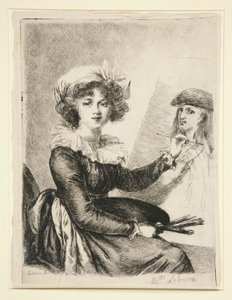 Louise-Elisabeth Vig?e-Lebrun, (Mlle Lebrun) efter, och omvänt till, självporträttet 1790 i Uffizzi av Dominique Vivant Denon