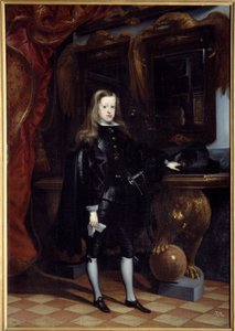 Porträtt vid foten av Karl II av Spanien (1661-1700) Målning av Juan de Carreno Miranda (1614-1685)