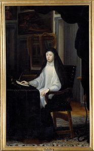 Porträtt av drottning Mary Anne av Österrike i änka (1634 - 1696). Målning av Juan Carreno De Miranda (1614-1685) Ec. Esp