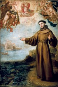 Predikan av Sankt Antonius av Padua, målning av Juan Carreno de Mirando