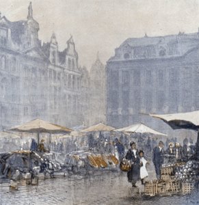 Bryssel at Early Morning (färg litho)
