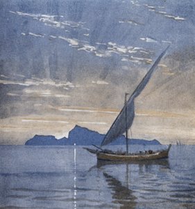 Capri från havet (färg litho)