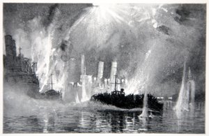 Motor lanserar räddande besättningar från Blockships vid Zeebrugge, illustration från 