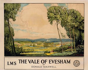The Vale of Evesham, affisch som annonserar London, Midland och Scottish Railway (färg litho)