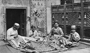 Hantverkare, tältmakarbasar, Kairo, Egypten, c1922.