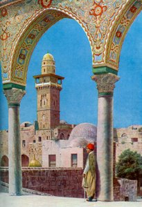 Islamisk minaret på Tempelberget, Jerusalem, Palestina, c1930-talet