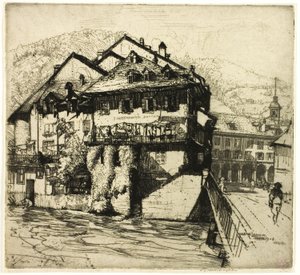 Hus på Aare, Schweiz av Donald Shaw MacLaughlan