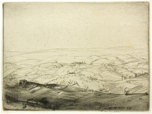 Skiss från San Gimignanos murar av Donald Shaw MacLaughlan