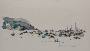 Rapallo, ca 1979 (akvarell på papper) av Donatella Merlo