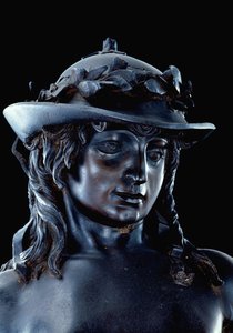 David, detalj av huvudet, ca 1440 (brons) (se även 11969-70) av Donatello