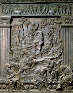 Bönen vid Oljeberget. Lågrelief av stolen till vänster, c.1460 av Donatello