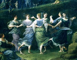 Dansare, detalj från Dance of Nymphs, 1724-25