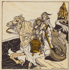 Den gyllene fågeln, tysk saga (färg litho)