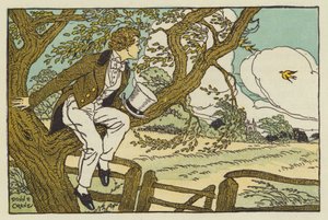 Den unge John Keats (färglitografi)