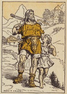 William Tell och hans son (färg litho)