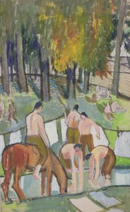 Soldiers at a Stream, 1920 (wc på papper) av Dora Carrington