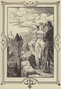 "Annoure förde ut kungen på murarna" (litho) av Dora Curtis