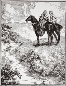 "Som de väntar på den lilla skogskullen", 1905. av Dora Curtis