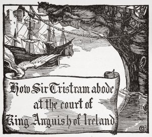 "Hur Tristram vistades vid hovet till kung Anguish of Ireland", 1905. av Dora Curtis