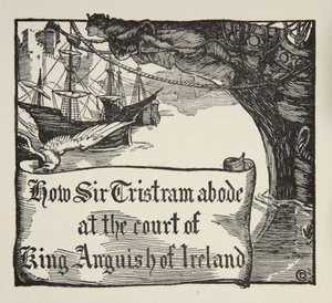 Hur Tristram bodde vid hovet till kung Anguish of Ireland, illustration från 