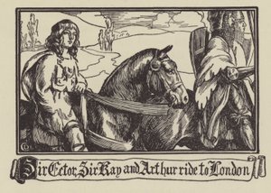 Sir Ector, Sir Kay och Arthur rider till London