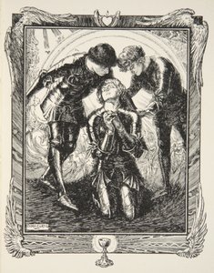 Sedan gick de till Sir Galahad, illustration från "Stories of King Arthur and the Round Table" av Beatrice Clay av Dora Curtis