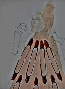Abstrakt figur med äpple av Doris Schmitz