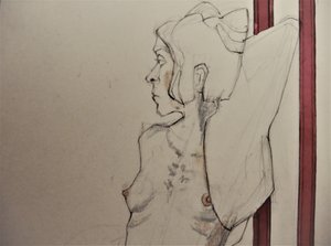 Skiss av en kontemplativ kvinna av Doris Schmitz