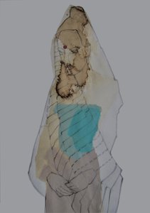 En kontemplativ, beslöjad figur av Doris Schmitz