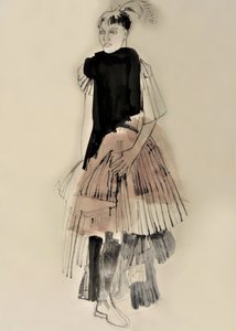 Modeillustration inom haute couture av Doris Schmitz