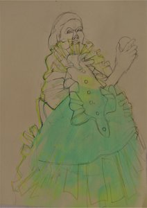 Elegant kvinna – grön skiss av Doris Schmitz