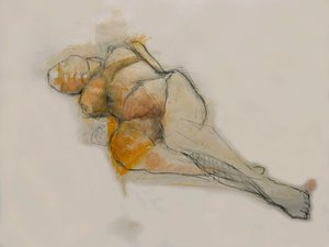Uttrycksfull nakenskiss av Doris Schmitz
