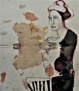 En eftertänksam figur och löv av Doris Schmitz