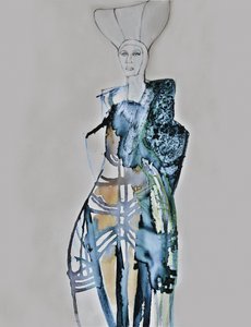 Stiliserat modeporträtt av Doris Schmitz