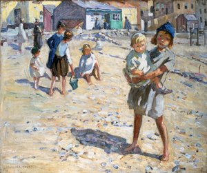 On the Beach (olja på duk) av Dorothea Sharp