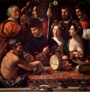 Bambocciata (burlesk målning). Häxkonst eller allegori om Herkules. Målning av Giovanni Luteri dit Dosso Dossi (c.1479-1542). 1500-talet sön. 143x144 cm Galleria degli Uffizi (Kontor), Florens, Italien.