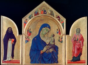 Madonna och barn med St Dominic och St Aurea, c1315 av Duccio di Buoninsegna