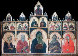 Den heliga jungfrun med Kristusbarnet och de heliga, c1278-1318 av Duccio di Buoninsegna