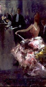 Cafe Scene (olja på panel) av Dudley Hardy