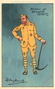 Brott och straff: fånge som håller en hacka (chromolitho) av Dudley Hardy