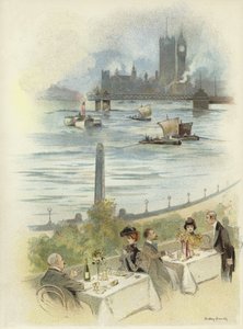 Lunch på terrassen med utsikt över Themsen av Dudley Hardy