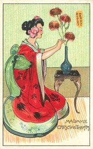 Madame Chrysanthemum, från romanen av Pierre Loti (färg litho) av Dudley Hardy