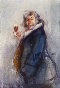 The Toper, tidsskiss, London Sketch Club (färg litho) av Dudley Hardy