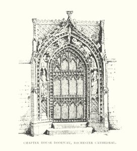 Dörr till kapitelhuset, Rochester Cathedral (litografi) av Duncan Moul
