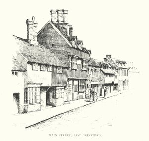 Huvudgatan, East Grinstead (litografi) av Duncan Moul