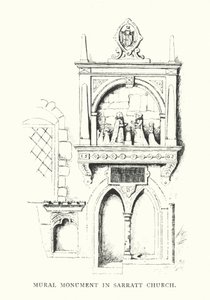 Väggmålning Monument i Sarrattkyrkan (litografi) av Duncan Moul