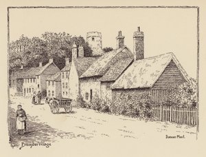 Sussex: Bramber Village (litografi) av Duncan Moul